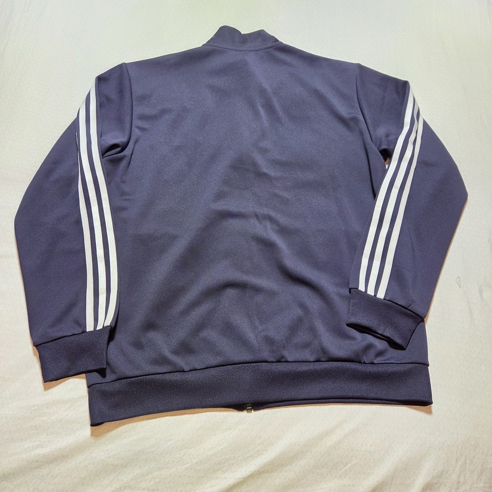 Adidas Track Jacket Mens 2XL Navy Blue Full Zip 3 Stripe Athletic Sportswear - Picture 7 of 10
